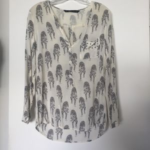Zara Trafaluc leopard print and studded blouse